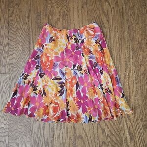 Vintage Bob Mackie Vibrant Floral Print Silk Skirt Size 10